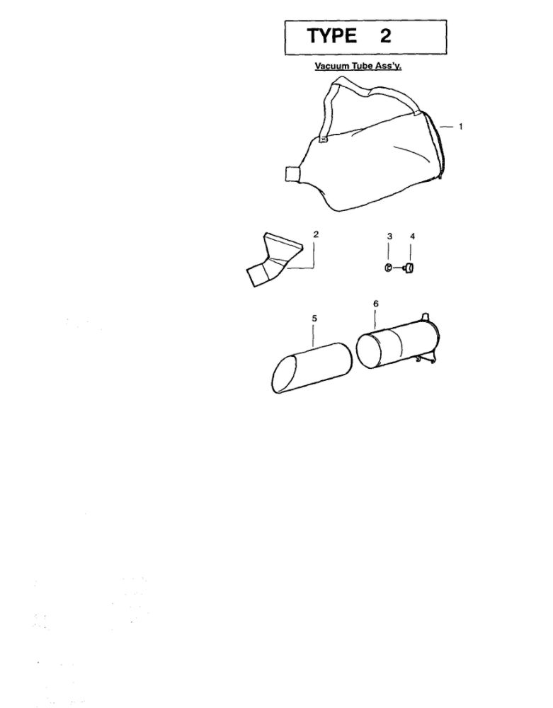Vacuum Tube Assembly Diagram and Parts List for BV1800 Type 2 Weed Eater Leaf Blower / Vacuum